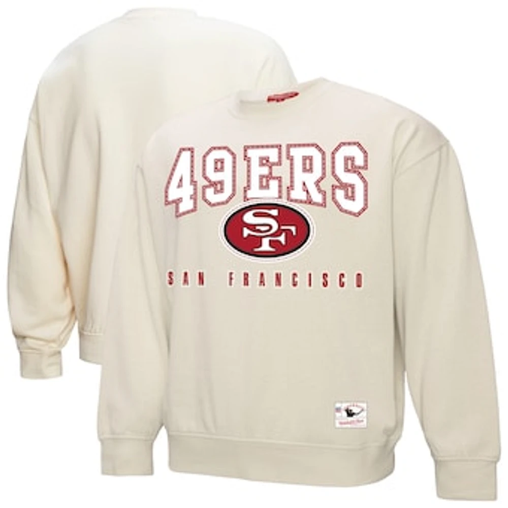 Women's Mitchell & Ness Cream San Francisco 49ers Fandom Fleece Pullover Sweatshirt