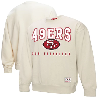 Women's Mitchell & Ness Cream San Francisco 49ers Fandom Fleece Pullover Sweatshirt