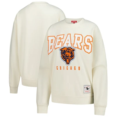 Women's Mitchell & Ness Cream Chicago Bears Fandom Fleece Pullover Sweatshirt