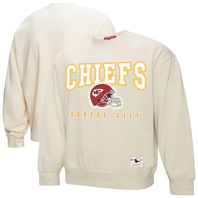 Women's Mitchell & Ness Cream Kansas City Chiefs Fandom Fleece Pullover Sweatshirt