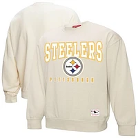 Women's Mitchell & Ness Cream Pittsburgh Steelers Fandom Fleece Pullover Sweatshirt