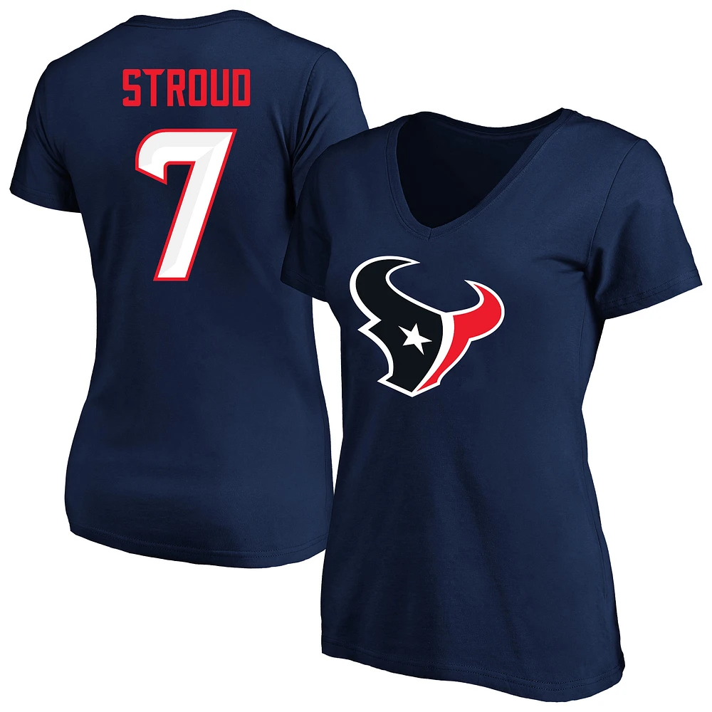 Women's Fanatics C.J. Stroud Navy Houston Texans Plus Player Name & Number Alternate Logo V-Neck T-Shirt