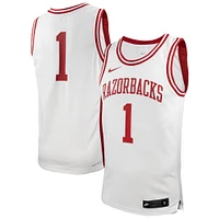 Men's Nike #1 White Arkansas Razorbacks  Replica Basketball Jersey