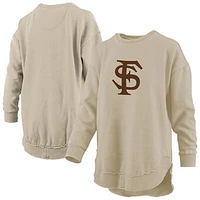 Women's Pressbox Tan Florida State Seminoles Poncho Fleece Pullover Sweatshirt