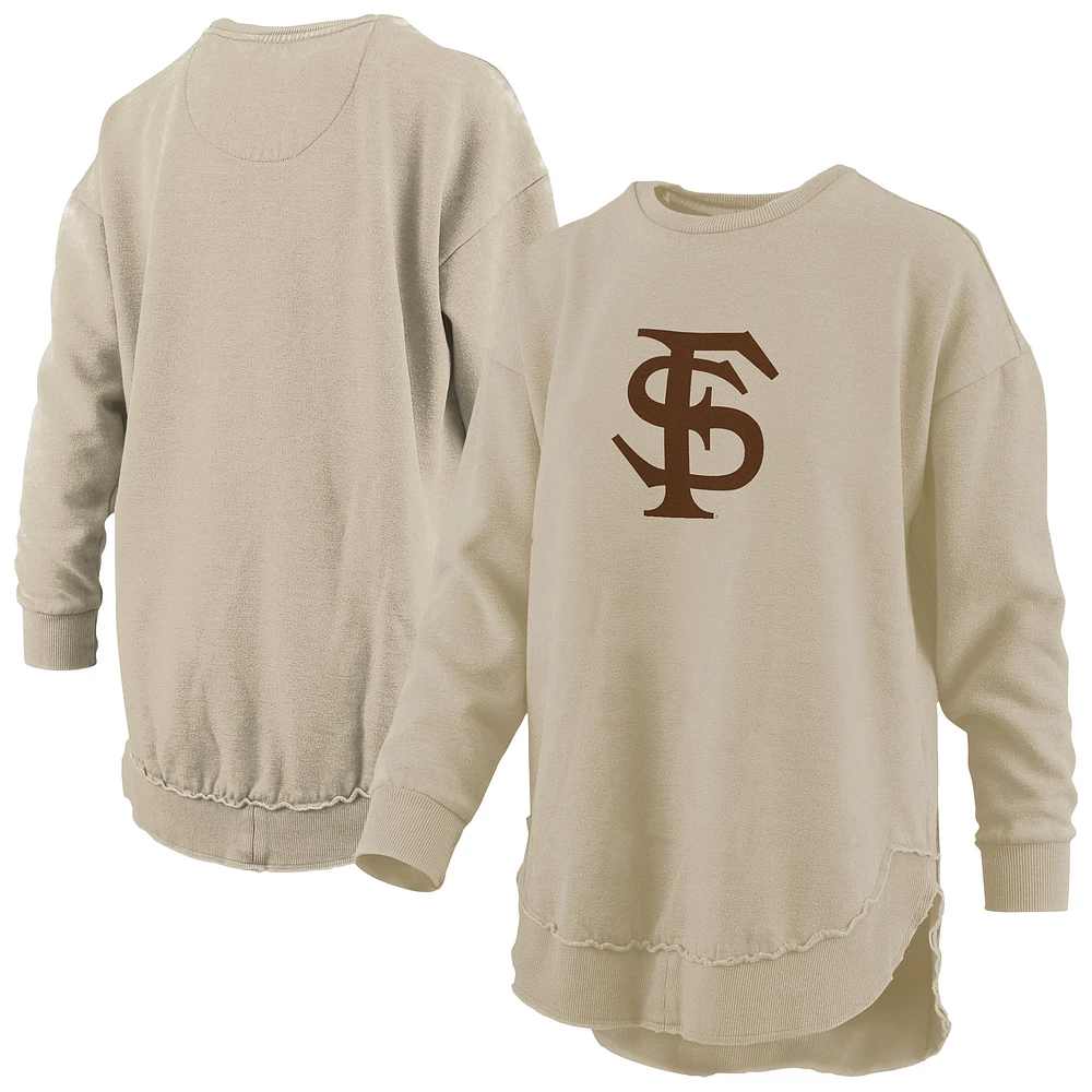 Women's Pressbox Tan Florida State Seminoles Poncho Fleece Pullover Sweatshirt