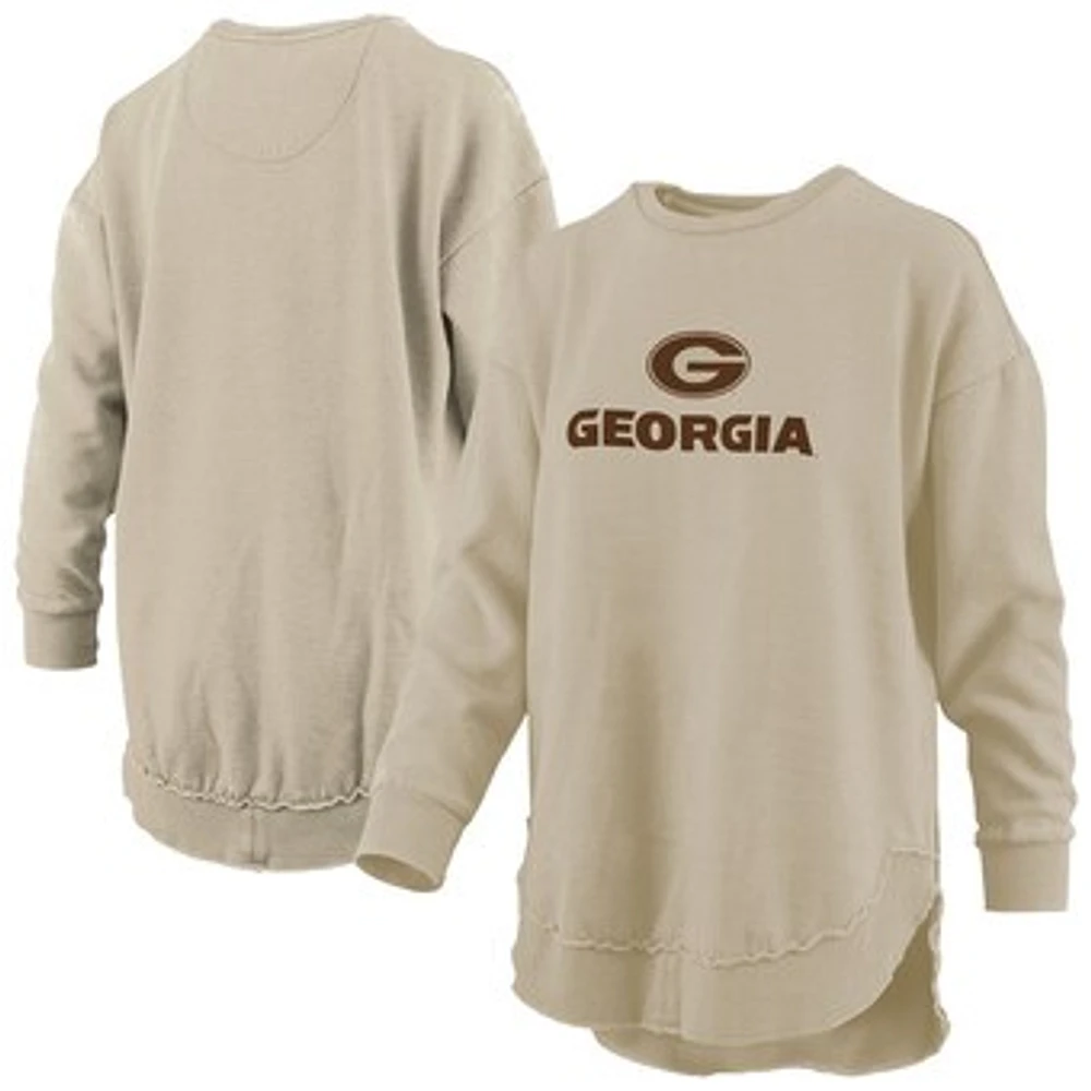 Women's Pressbox Tan Georgia Bulldogs Poncho Fleece Pullover Sweatshirt