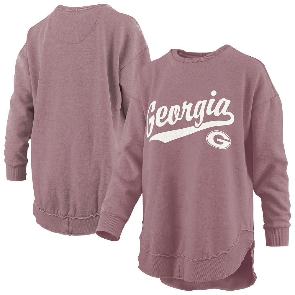 Women's Pressbox Pink Georgia Bulldogs Poncho Fleece Pullover Sweatshirt