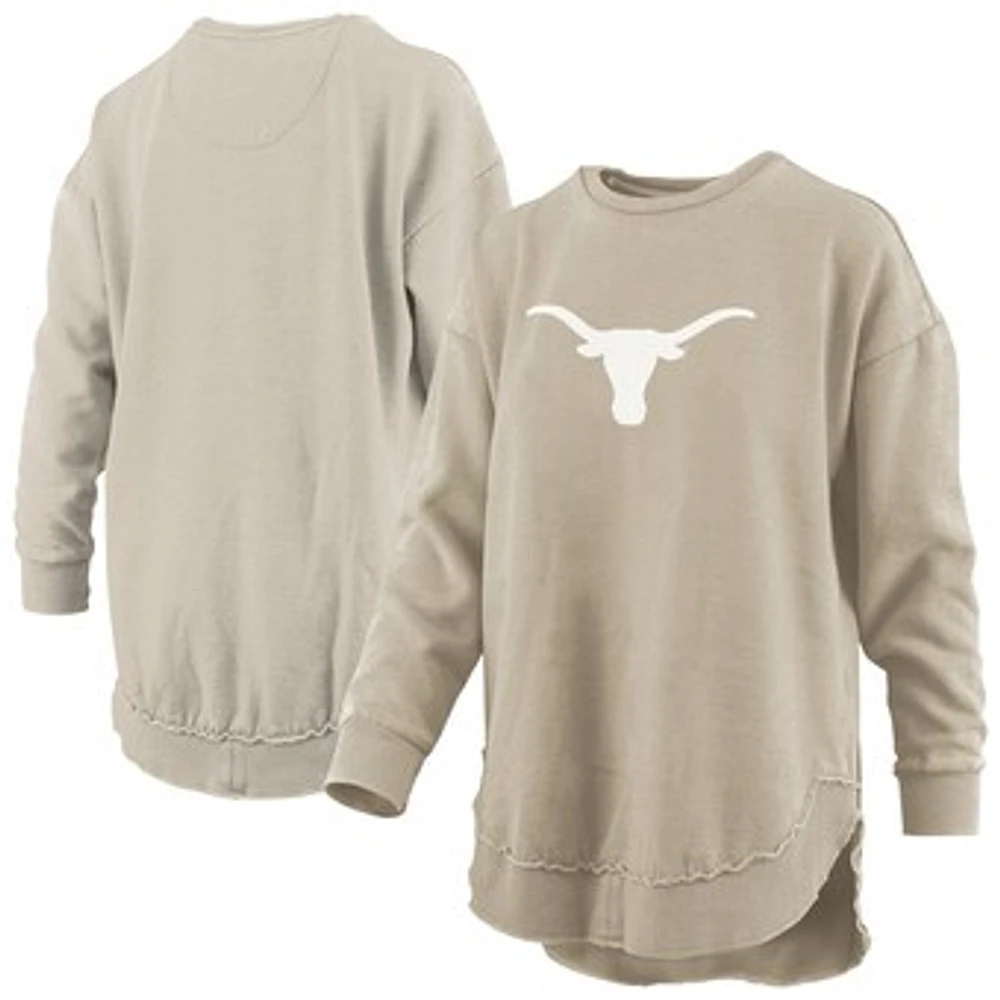 Women's Pressbox Tan Texas Longhorns Poncho Fleece Pullover Sweatshirt