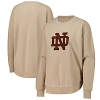 Women's Pressbox Tan Notre Dame Fighting Irish Poncho Fleece Pullover Sweatshirt