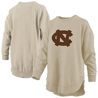 Women's Pressbox Tan North Carolina Tar Heels Poncho Fleece Pullover Sweatshirt