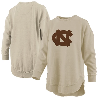 Women's Pressbox Tan North Carolina Tar Heels Poncho Fleece Pullover Sweatshirt