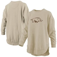 Women's Pressbox Tan Arkansas Razorbacks Poncho Fleece Pullover Sweatshirt