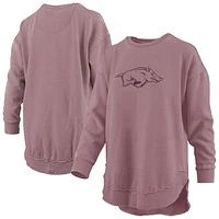 Women's Pressbox Pink Arkansas Razorbacks Poncho Fleece Pullover Sweatshirt