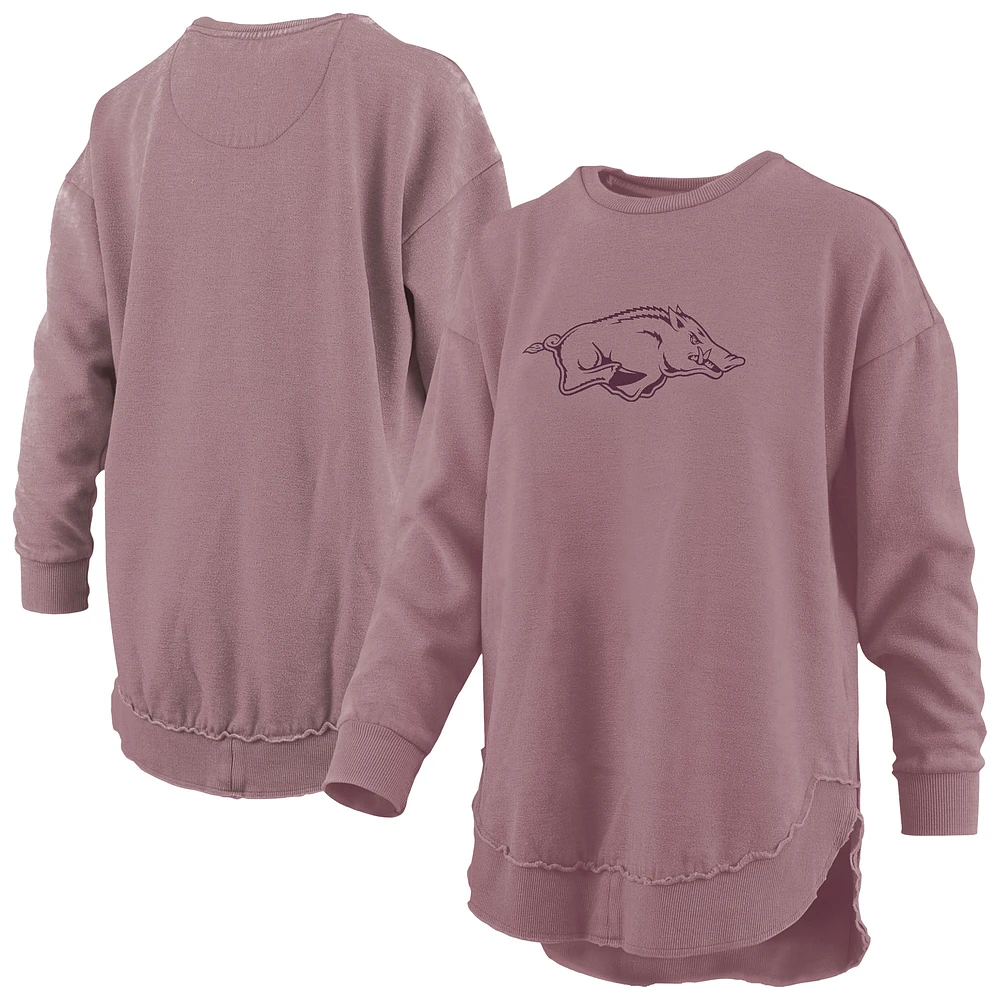 Women's Pressbox Pink Arkansas Razorbacks Poncho Fleece Pullover Sweatshirt