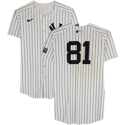 Luis Gil New York Yankees Game-Used #81 White Pinstripe Nike Jersey vs. Cleveland Guardians on August 20, 2024