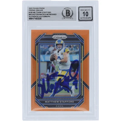 Matthew Stafford Los Angeles Rams Autographed 2022 Panini Prizm Orange Prizm #159 #/249 Beckett Fanatics Witnessed Authenticated 10 Card