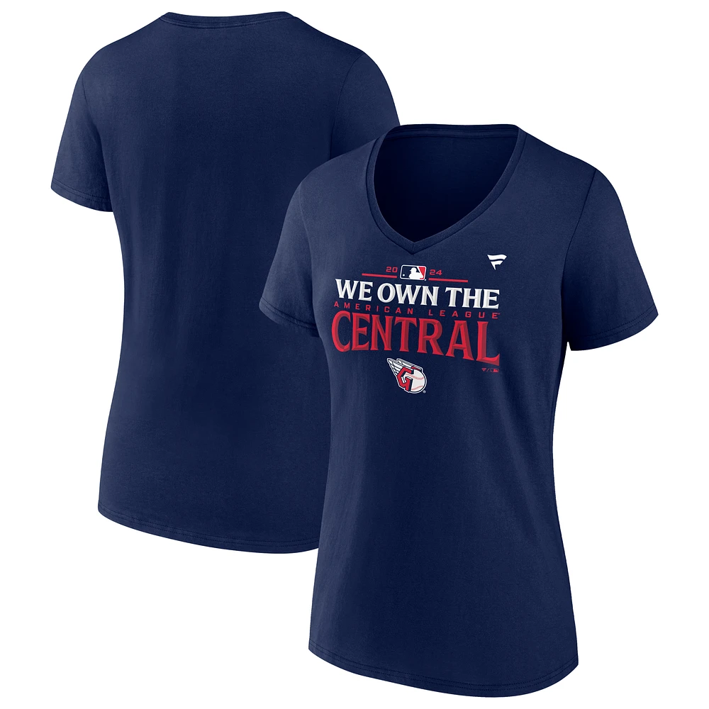 Women's Fanatics  Navy Cleveland Guardians 2024 AL Central Division Champions Plus Locker Room T-Shirt