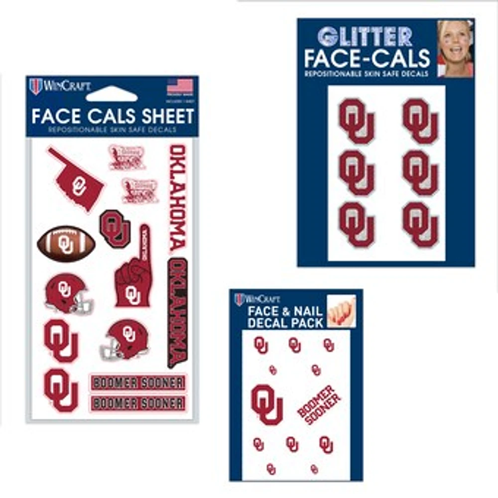 WinCraft Oklahoma Sooners 4" x 7" Waterless Tattoos Set