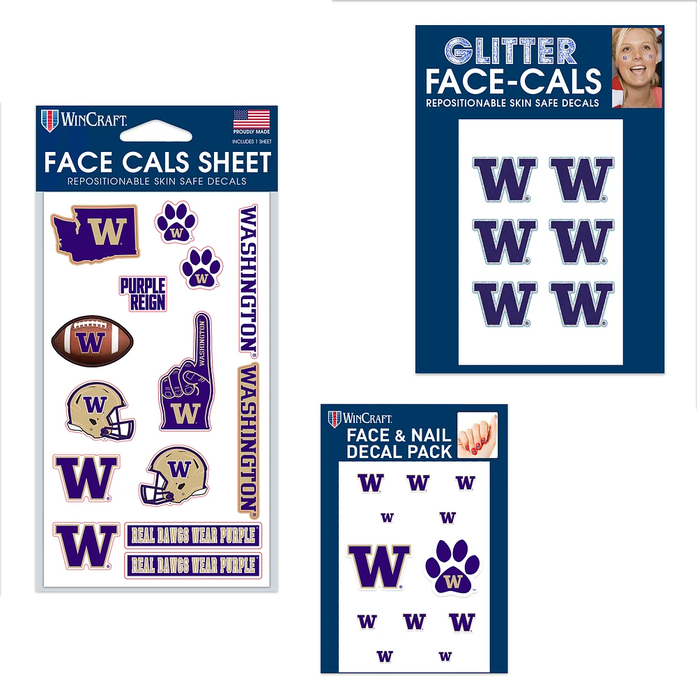 WinCraft Washington Huskies 4" x 7" Waterless Tattoos Set