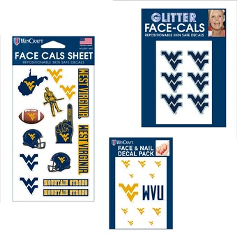 WinCraft West Virginia Mountaineers 4" x 7" Waterless Tattoos Set