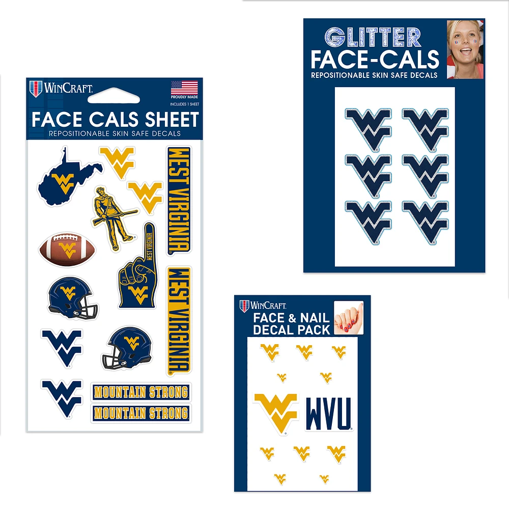 WinCraft West Virginia Mountaineers 4" x 7" Waterless Tattoos Set