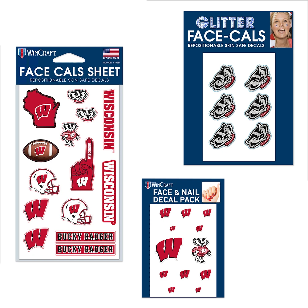 WinCraft Wisconsin Badgers 4" x 7" Waterless Tattoos Set