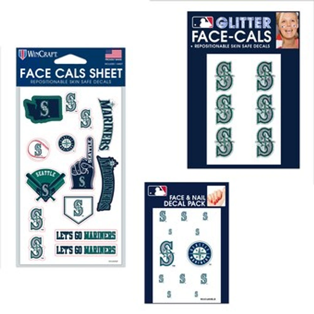 WinCraft Seattle Mariners 4" x 7" Waterless Tattoos Set