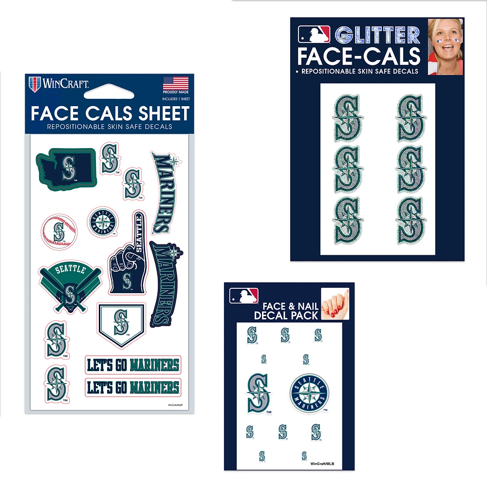 WinCraft Seattle Mariners 4" x 7" Waterless Tattoos Set