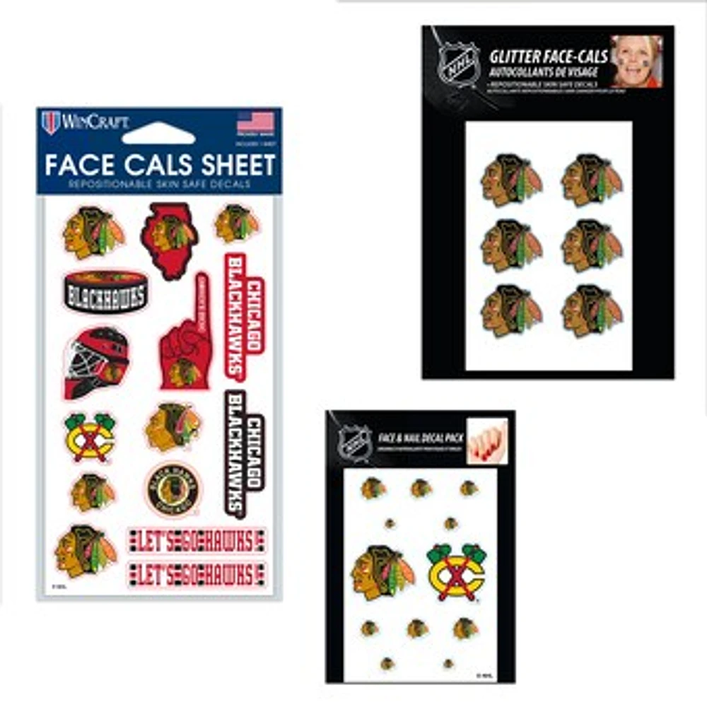 WinCraft Chicago Blackhawks 4" x 7" Waterless Tattoos Set