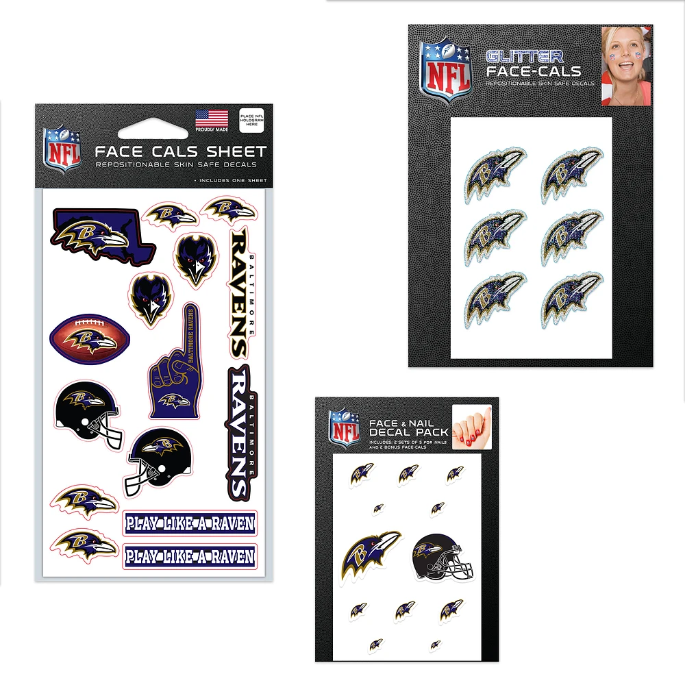 WinCraft Baltimore Ravens 4" x 7" Waterless Tattoos Set