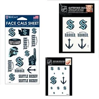 WinCraft Seattle Kraken 4" x 7" Waterless Tattoos Set