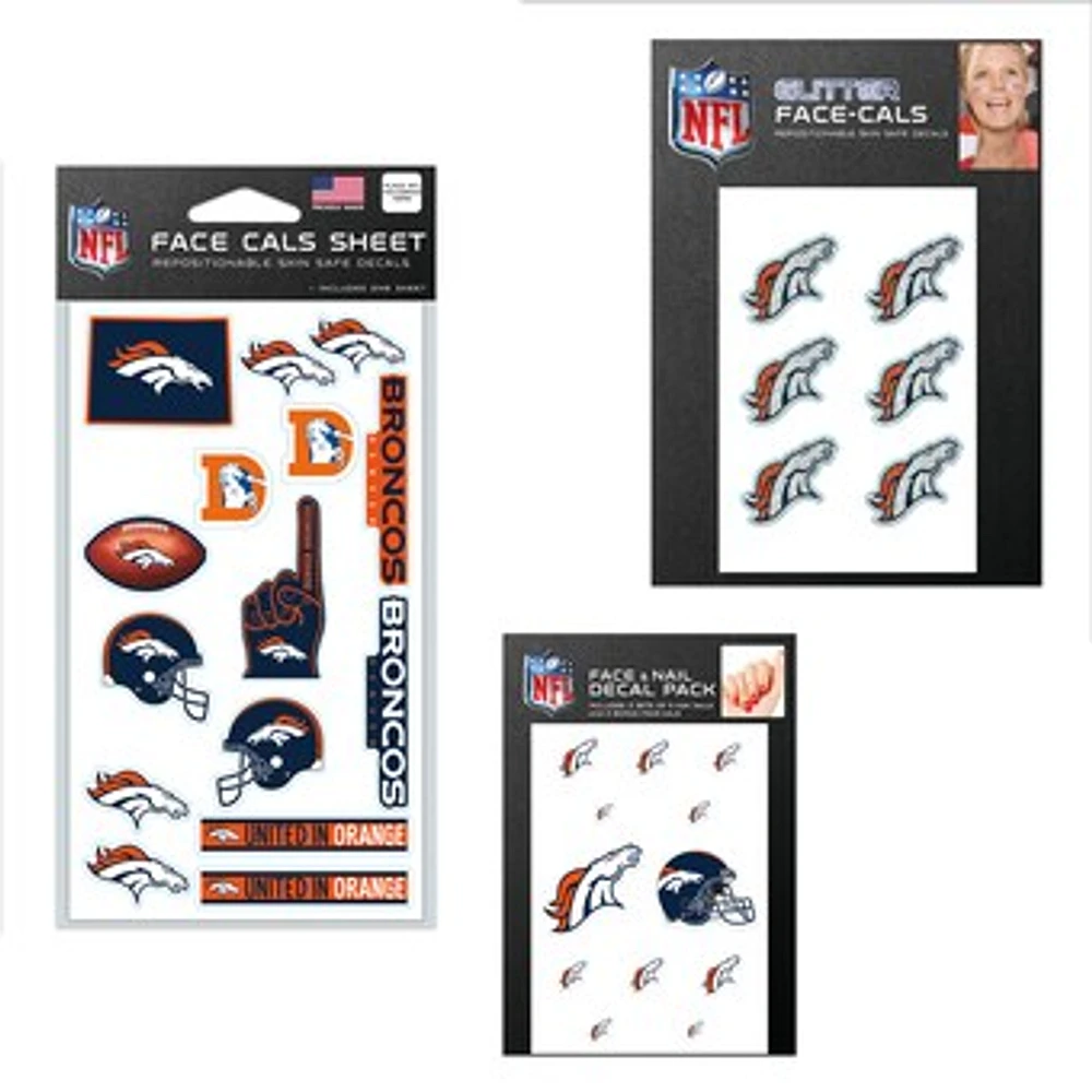 WinCraft Denver Broncos 4" x 7" Waterless Tattoos Set