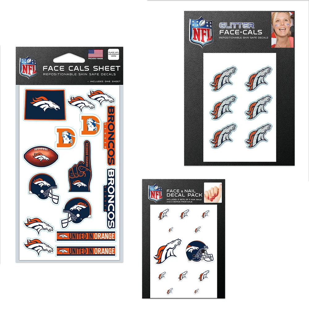 WinCraft Denver Broncos 4" x 7" Waterless Tattoos Set