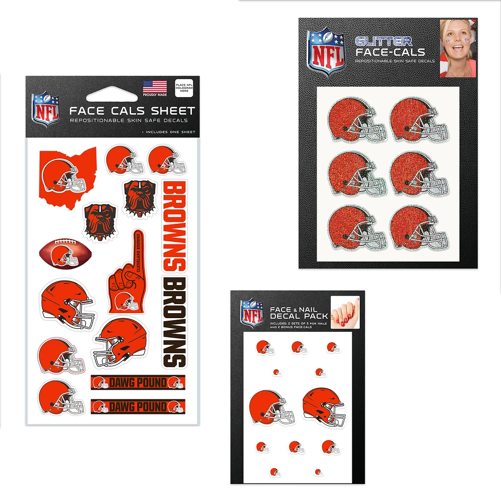 WinCraft Cleveland Browns 4" x 7" Waterless Tattoos Set