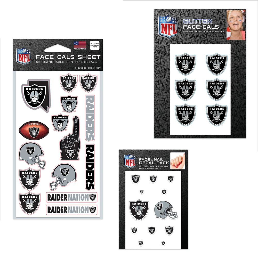 WinCraft Las Vegas Raiders 4" x 7" Waterless Tattoos Set