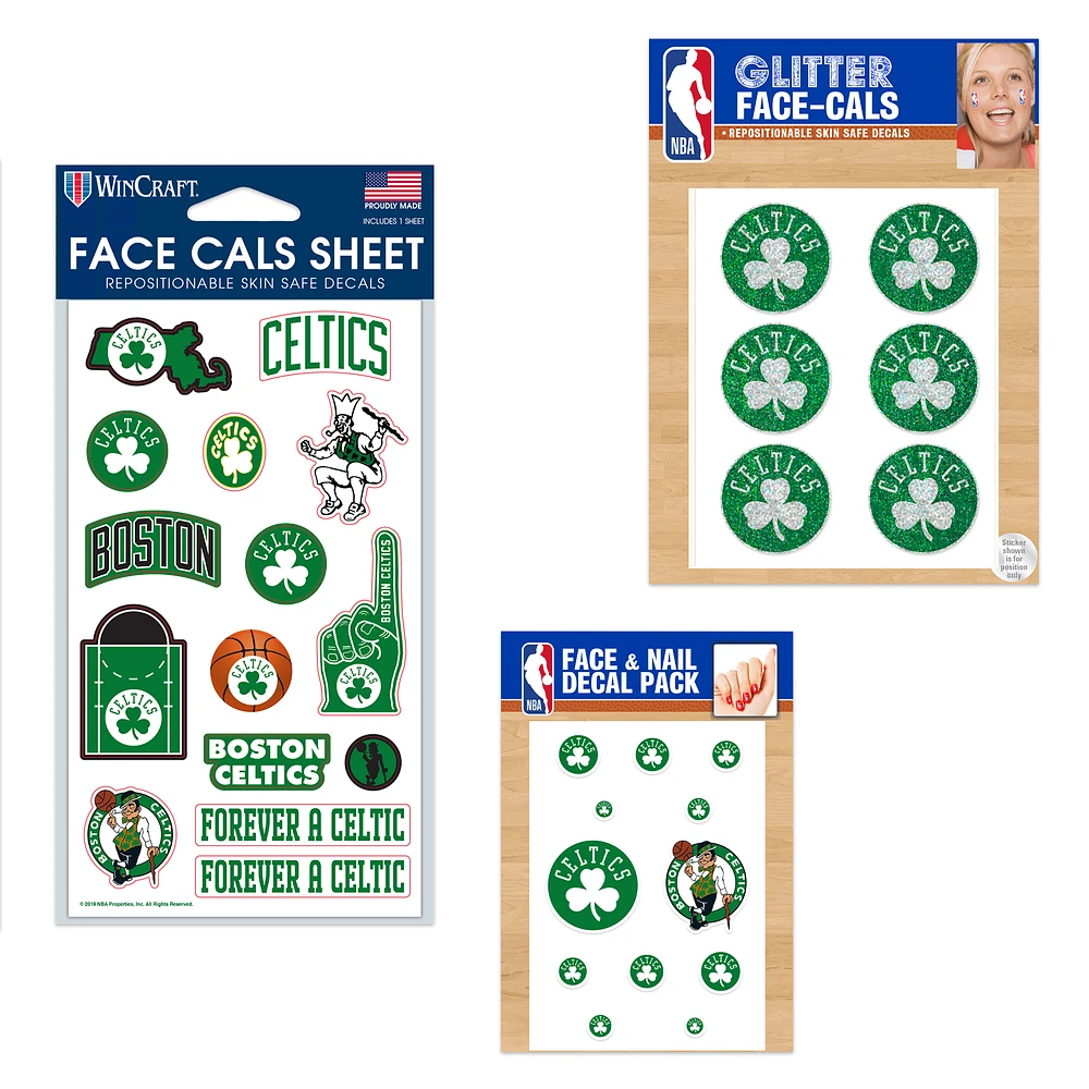 WinCraft Boston Celtics 4" x 7" Waterless Tattoos Set