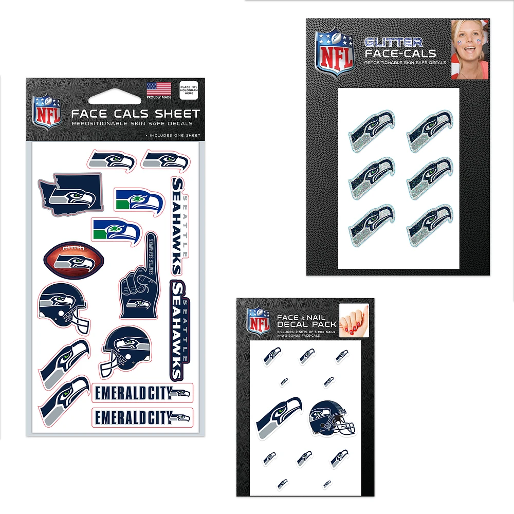 WinCraft Seattle Seahawks 4" x 7" Waterless Tattoos Set