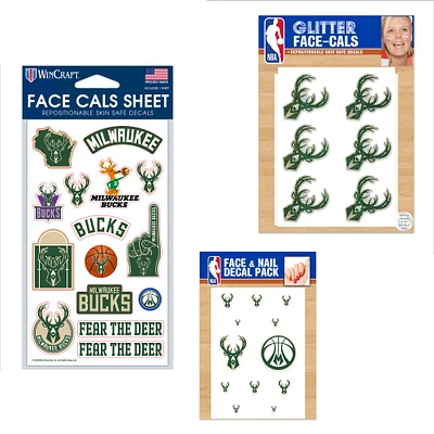 WinCraft Milwaukee Bucks 4" x 7" Waterless Tattoos Set