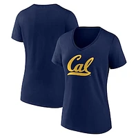 Women's Fanatics Navy Cal Bears Primary Logo V-Neck T-Shirt