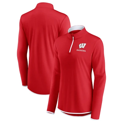 Women's Fanatics Red Wisconsin Badgers Worth the Drive Quarter-Zip Top