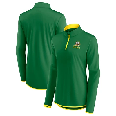 Women's Fanatics Green Oregon Ducks Worth the Drive Quarter-Zip Top