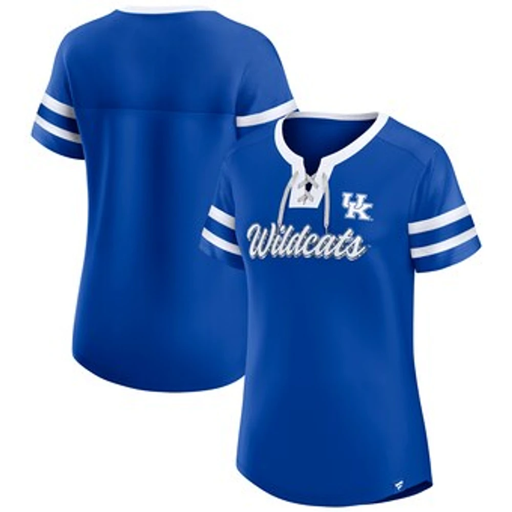 Women's Fanatics  Royal Kentucky Wildcats Iconic Athena Lace-Up T-Shirt