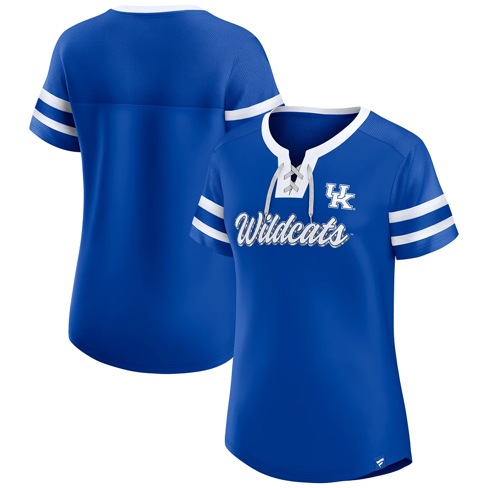 Women's Fanatics  Royal Kentucky Wildcats Iconic Athena Lace-Up T-Shirt