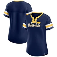 Women's Fanatics  Navy Cal Bears Iconic Athena Lace-Up T-Shirt