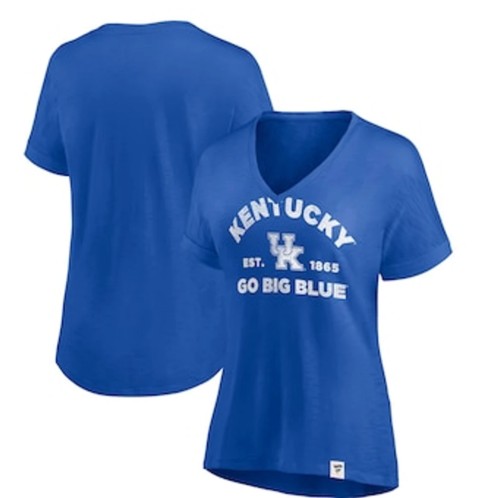 Women's Fanatics Royal Kentucky Wildcats True Classics Slub Flowy V-Neck T-Shirt