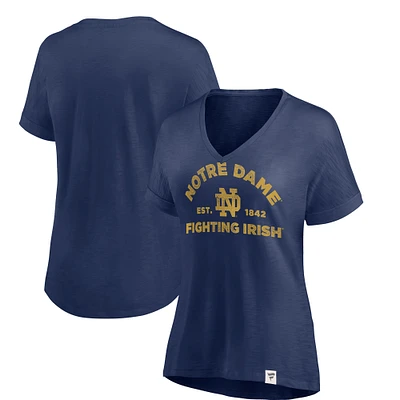 Women's Fanatics Navy Notre Dame Fighting Irish True Classics Slub Flowy V-Neck T-Shirt