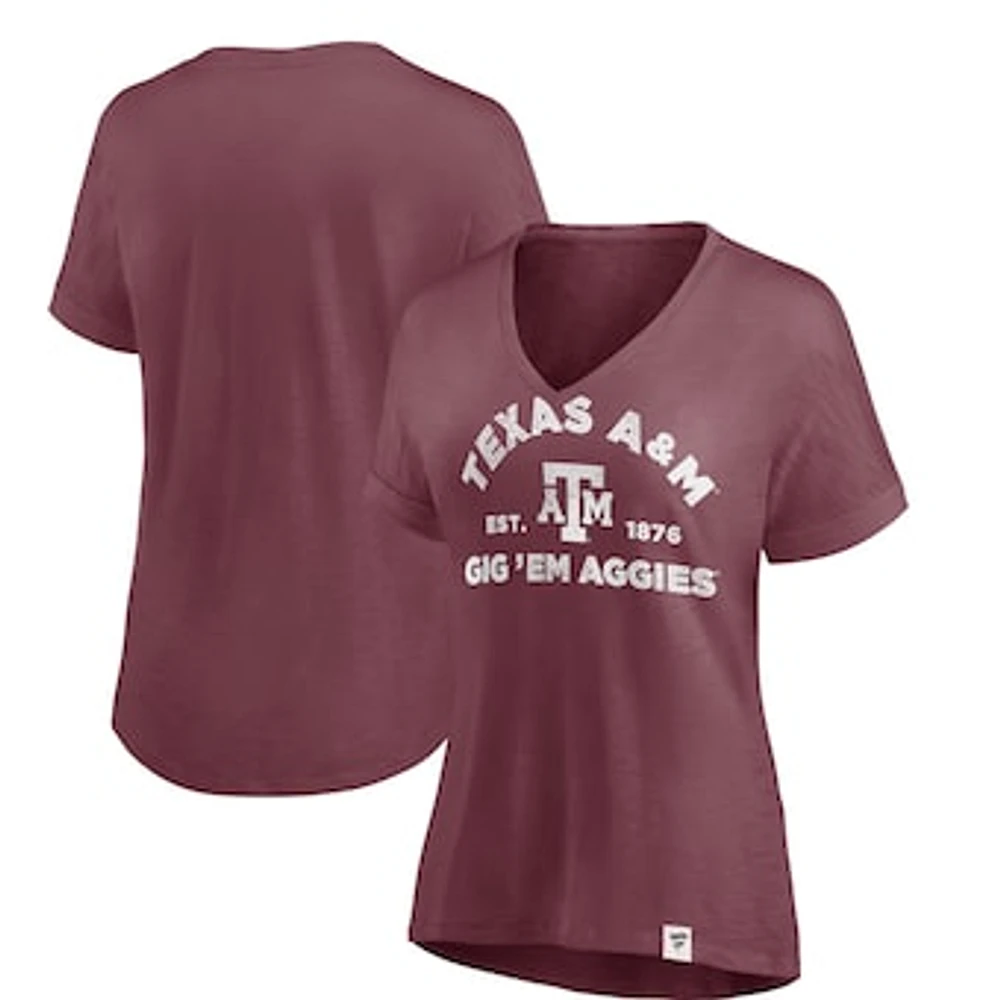 Women's Fanatics Maroon Texas A&M Aggies True Classics Slub Flowy V-Neck T-Shirt