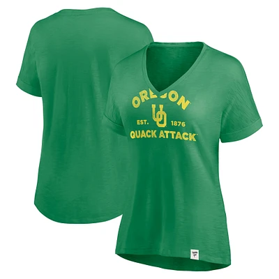 Women's Fanatics Green Oregon Ducks True Classics Slub Flowy V-Neck T-Shirt