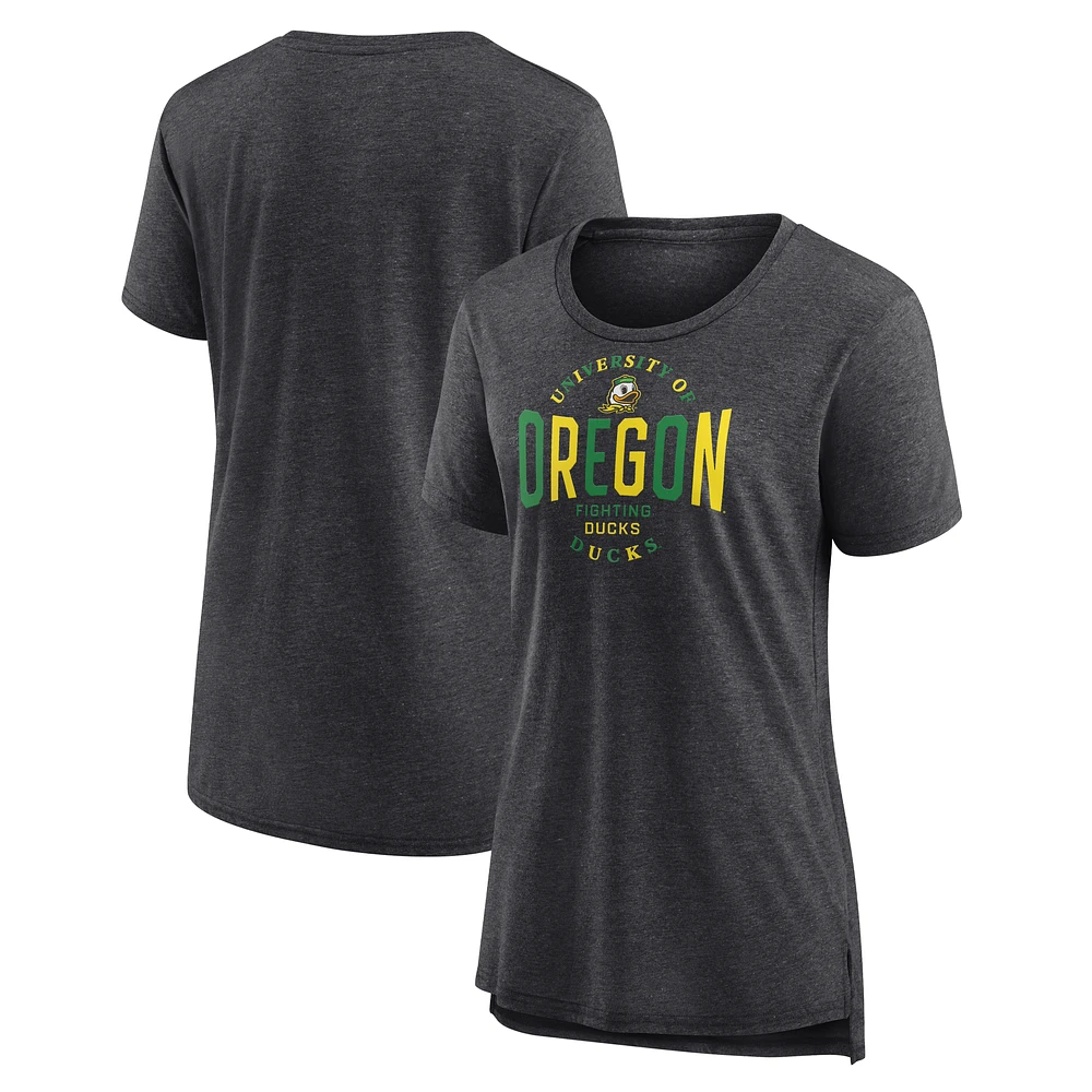 Women's Fanatics Black Oregon Ducks True Classics Break It Down Tri-Blend T-Shirt