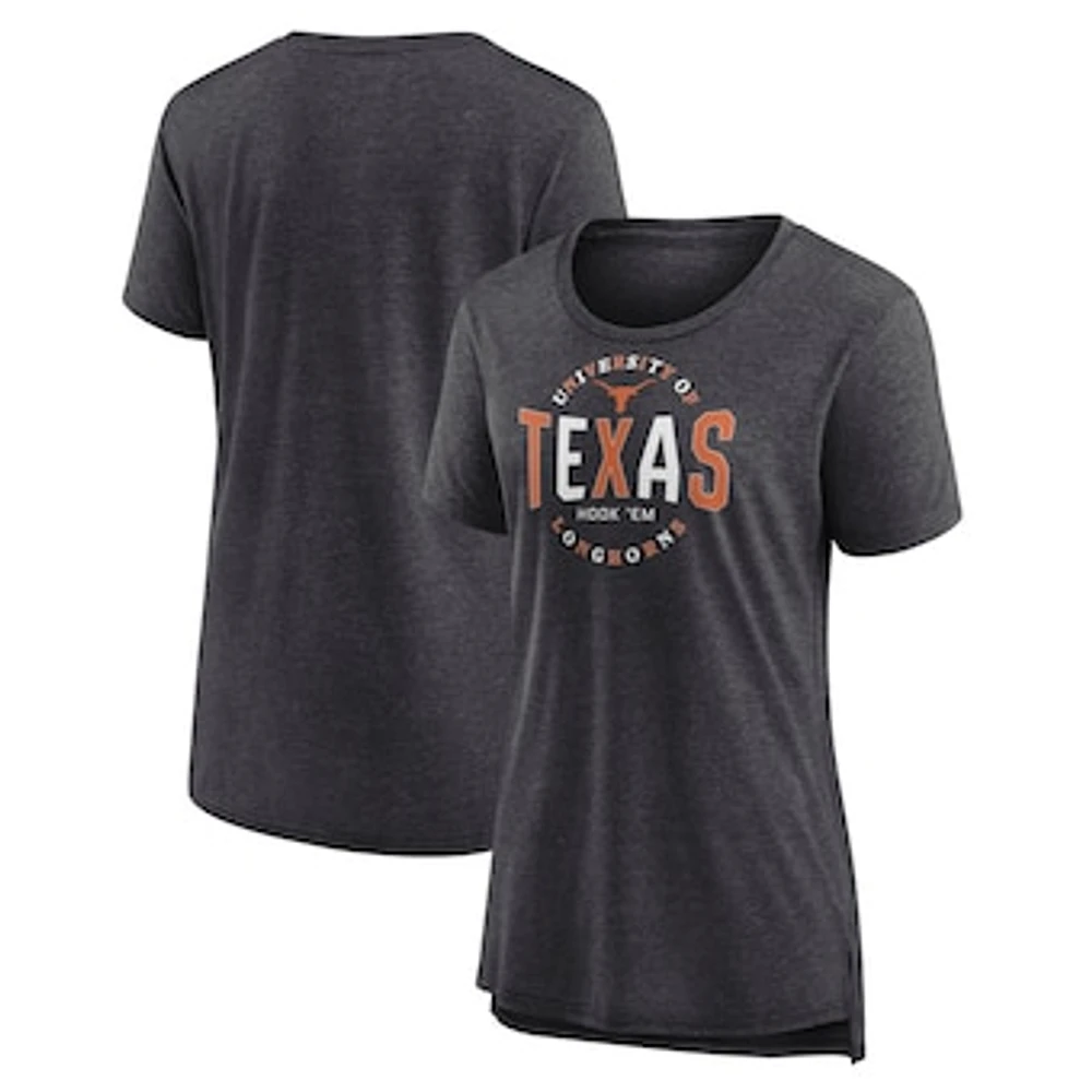 Women's Fanatics Black Texas Longhorns True Classics Break It Down Tri-Blend T-Shirt